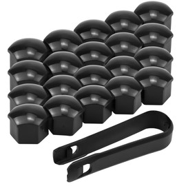 Cozlly Wheel Bolt Caps 17 mm, Wheel Bolts Wheel Nuts, Wheel Nut Caps Black, Universal Plastic Caps Covers, Wheel Bolt Caps with Removal Tool for Car Nuts, Not Suitable for Q7