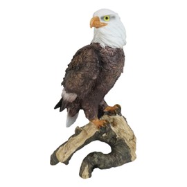 Ebros 8.75" Tall Realistic American Pride Bald Eagle Perching On Tree Branch Statue USA National Emblem Independence Day American Gallery Quality Home Patio Decor Figurine