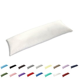 Gyulin 100% Cotton 300 Thread Count Envelope Style 5ft King Bed Size Body Pillow Cover Pillowcase Pillow Protector Cushion Cover Non Zippered Only Cover No Insert 20"x60"/51x150cm White