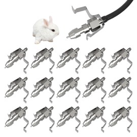 15pcs Stainless Steel Rabbit Watering Nipples Metal with Cage Rodent Waterering System (Grey, Large)