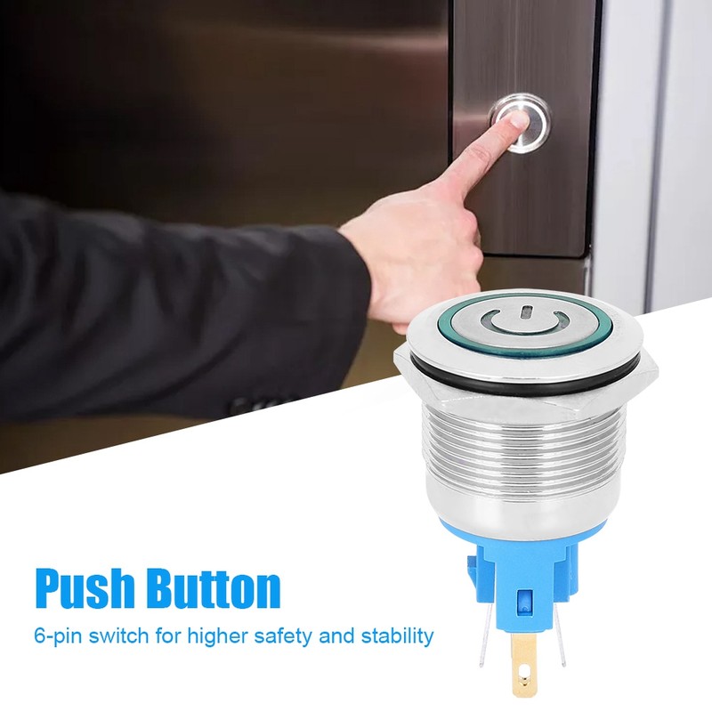 2Pcs 22mm AC220V 6-Pin Push Button Switch IP65 Protection Level