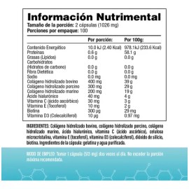 Complejo De Colágeno 200 Cápsulas Tipo I, Ii Y Iii Sin Sabor                                                                                          