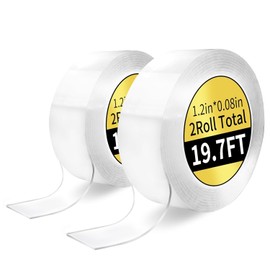 Thrseely 2 Pack Double Sided Adhesive Tape, Multipurpose Removable Mounting Tape, Reusable Strong Stick Wall Tape Strip for Poster Carpet Tape Sticky Items