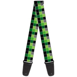Buckle-Down Guitar Strap Checker Mosaic Green 2 Inches Wide