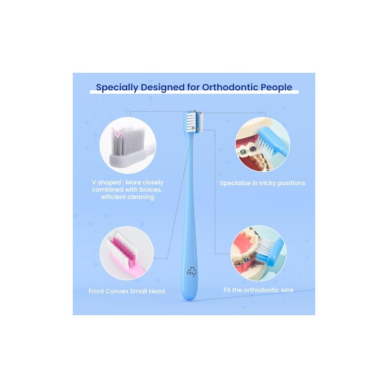 Y-kelin Cepillo de dientes de ortodoncia en forma de V,