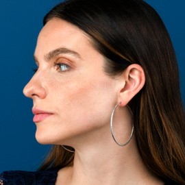 Diamond Treats 925 Sterling Silver Hoop Earrings for Women and Teenage Girls, Diamond Cut Silver Hoop Earrings for Women, Sparkling Hoop Earrings Made of 925 Silver in Various Sizes, Sterling Silver