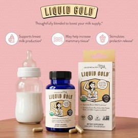 Legendairy Milk Liquid Gold Lactancia Apoyo | Suplemento De Lactancia Con Cabras Orgánicas Rue, Cardo De Leche, Shatavari, Hinojo, Alfalfa Y Anís | Su