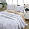 mixinni 2-Piece King Size Soft Microfiber Beige Quilted Embroidery Floral