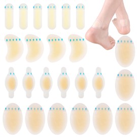 24 PCS Heel Pads Hydrocolloid Gel Blister Bandages Pads Toe and Feet Protector Pads Waterproof Adhesive Blisters Bandages with Box
