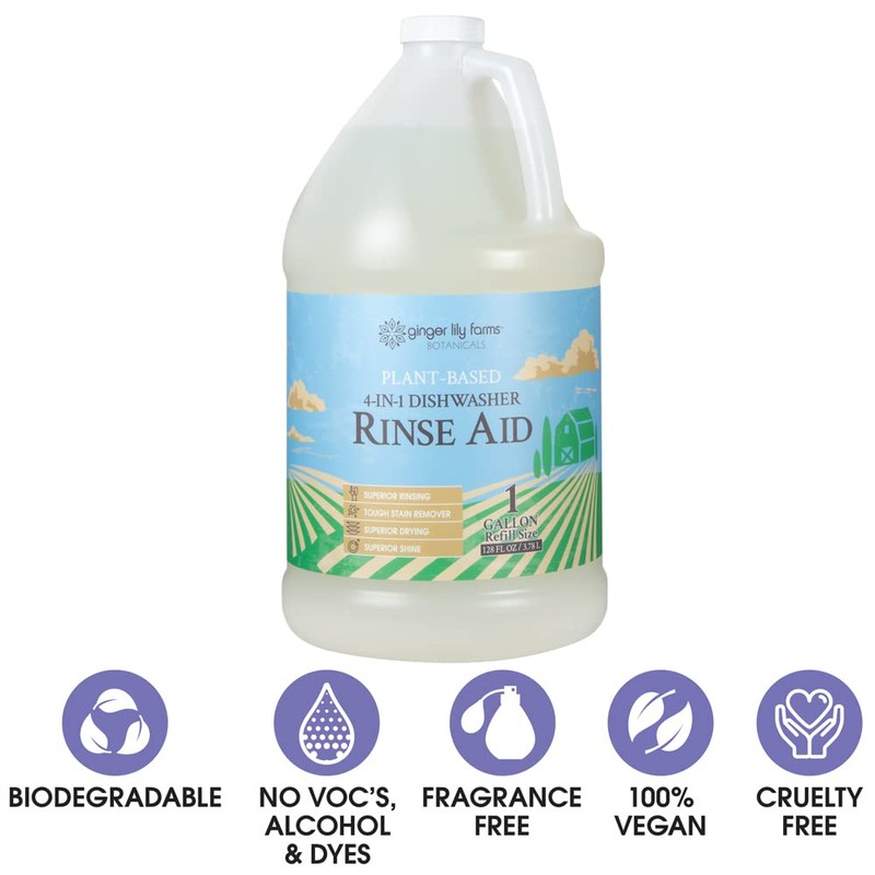 Ginger Lily Farms Botanicals Plant-Based 4-In-1 Dishwasher Rinse Aid, 100%