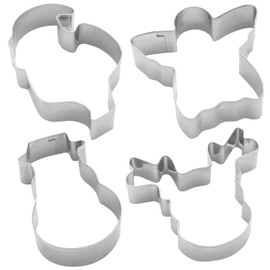 GRUSS & CO Cookie Cutter Set "Christmas Stress", Gift Set with 4 Cookie Cutters, Santa, Snowman, Guardian Angel and Reindeer, Baking for Christmas, Gift, 51124