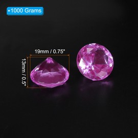 PATIKIL 550Pcs Acrylic Diamonds Vase Fillers Plastic 19mm Fake Crystals Gems Wedding Table Scattering Diamond Confetti for Wedding Decor Bridal Shower Party, Rose Red (1000Grams/2Pound)