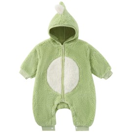 MK MATT KEELY Baby Boys Girls Romper 2-20 Months Baby Winter Clothing Newborn Warm Hoodie Pyjamas, Green dinosaur