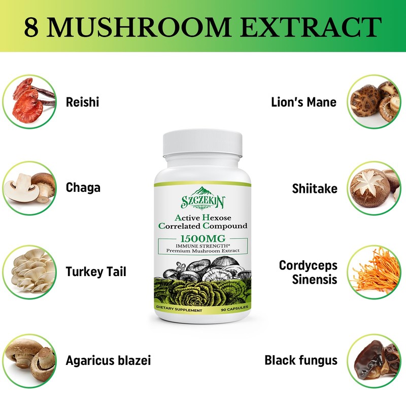 Active Hexose Correlated Compound 1500 mg Supplement, Natural 8 Mushroom