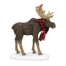 Department 56 Village Collection Accessories Merry Christmas Moose Figurine, 5.2 Inch, Multicolor