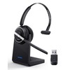 Bluetooth Headset, Wireless Headset with Microphone for PC, V5.2 Computer Headset with Noise Cancelling Mic, USB Dongle, Charging Base & Mute Button for Work, Cell Phones, Computer (Black)