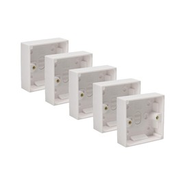 Axiom Surface Mounted Back Box Pattress Single 1 Gang 25mm Deep Electrical Socket, White (5)