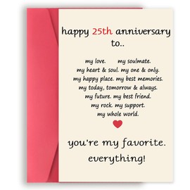 Amorista 25 Year Anniversary Day Gifts for Him Her, Funny 25th Anniversary Cards for Couple Husband Wife, Sweet Twenty-five Wedding Aday Gifts Ideas Men Women
