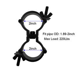 Stage Lighting Clamp 2 Inch Dual Truss Swivel Coupler Fit For 1.89-2inch OD Pipe Heavy Duty Aluminum Alloy 220 LBs For Par Light Spot Light 2Pack Black