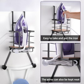 AIDILI Over the Door Ironing Board Holder - Iron Board Hanger Wall Mount Ironing Board Storage with T/Y Shape Design for Space Saving, No Drilling