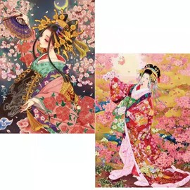 Set of 2 5D Diamond Art Kit Diamond Beads Painting Kit DIY Handmade Painting Craft Kit 5D Mosaic Art Handmade Cute Artwork Decoration Diamond Painting All Over Paste Type 30x40cm (Style 4)