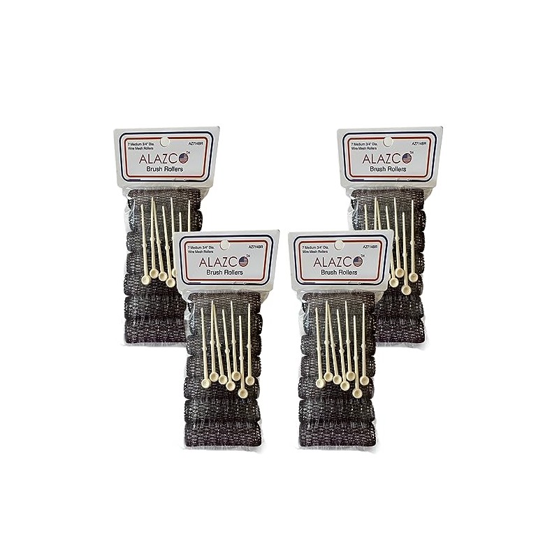 ALAZCO 28 pc Vintage Style Hair Roller Medium BRUSH ROLLERS