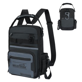 MELOTOUGH Small Tool Backpack for Men 30 Multi-Storage Pockets Heavy Duty Tool Bag Backpack with Dual-Form Shoulder Strap for Electrician, HVAC, Technician - Water Resistant (Grey)