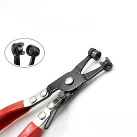 Hose Clamp Pliers Clamp Tool with Rotating Flat Band for Removing and Attaching Ring or Flat Hose Clamps
