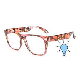 OWL KIDS BLUE LIGHT GLASSES FLORAL RED ANTI BLUE RAY CLEAR LENS COMPUTER W/TESTER