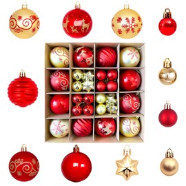 Christmas Ball Ornaments, 2.4 inches (6 cm), 44 Piece Luxury Ball Set, Christmas Tree Decorations, Various Types, Popular Decoration, Merry Christmas Gift, Fashionable, Gorgeous, Room, Coffee Shop