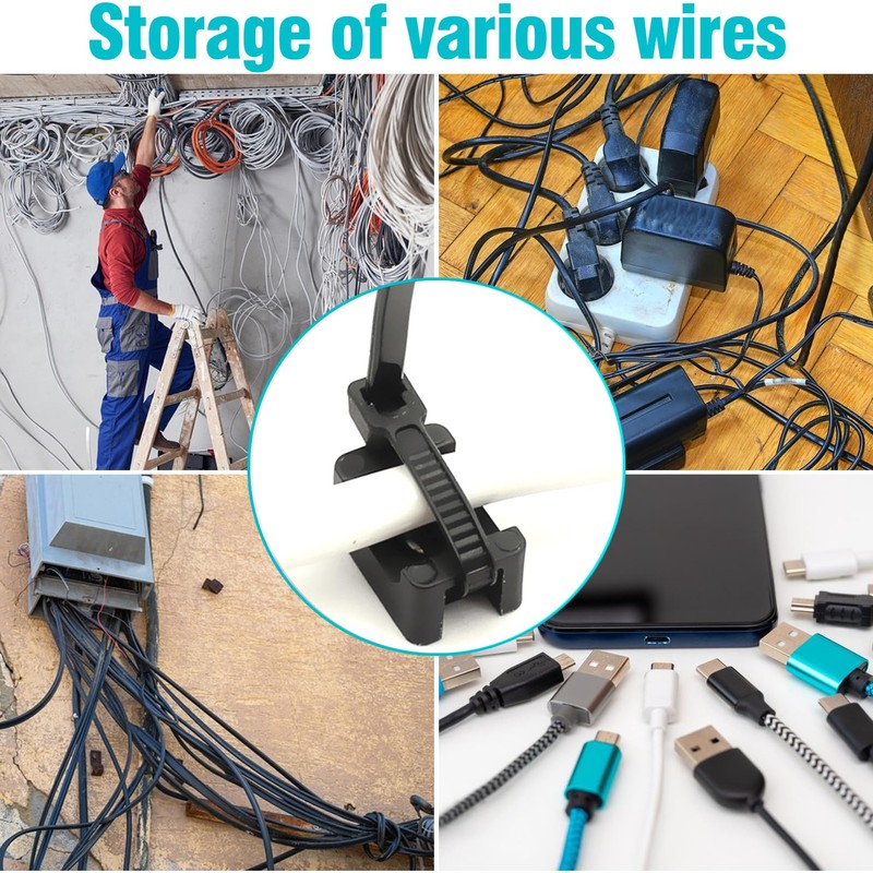 Cable Zip Tie Mounts Kit - 55 Set Wire Cable