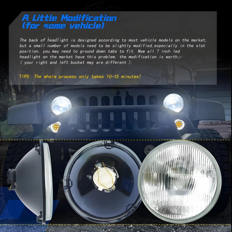 Unbranded Pair 7" Round LED Headlights Hi/Lo Fit Chevy Truck
