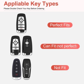 SHANGHONG for Ford Key Fob Cover with Keychain, Leather Crystal Key Case Protector Compatible with Ford Fusion F150 F250 F350 F450 F550 Edge Explorer Smart Remote Key, Red