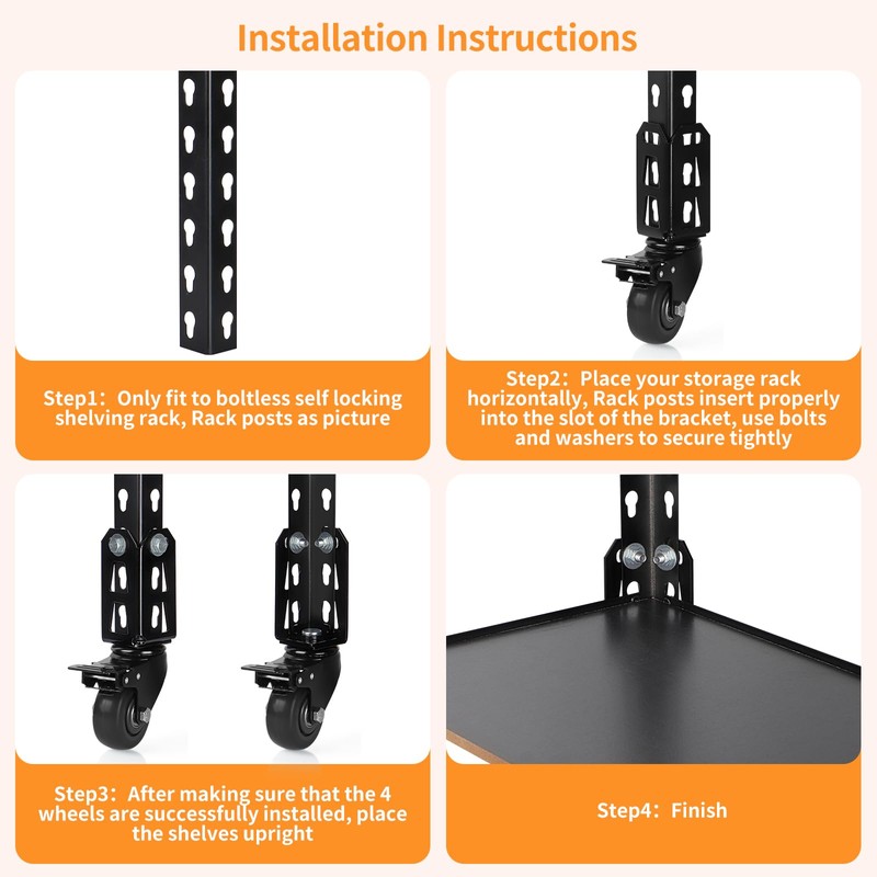 Chegulu 3" Storage Rack Caster Wheels, Storage Shelf Accessories Fit