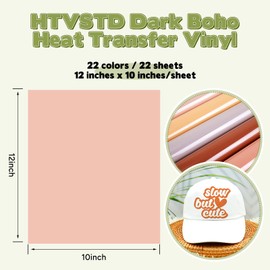 HTVSTD Boho Color Heat Transfer Vinyl -22 Pcs 12" x 10" Spring/Fall Color HTV Netural Tone Iron on Vinyl for T-Shirts DIY