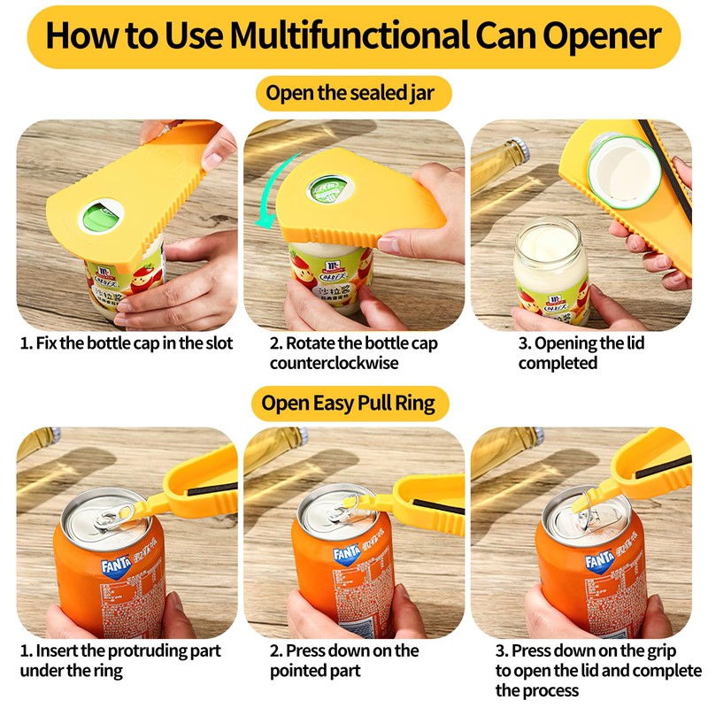 3-in-1 Can Opener with Multifunctional Non-Slip Bottle Opener, Can Opener