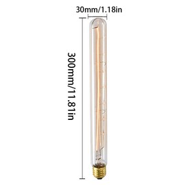 T30 Vintage Light Bulb T300 Edison Retro Filament Bulb (4 Pack) 60W E26 Long Tubular Light for Pendant Light, Ceiling Fan, Desk Light, Decorative Light Bulb, Warm White 2700K, AC110V, Amber Glass