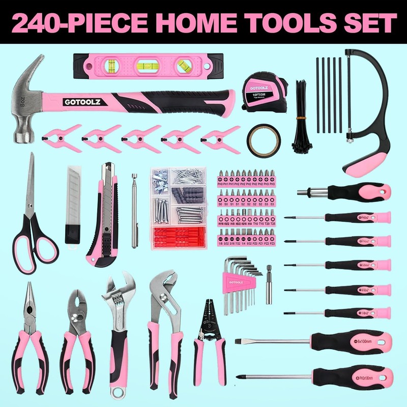 GOTOOLZ 240-Piece Home Tool Set, General Household Repairing Tool Kit