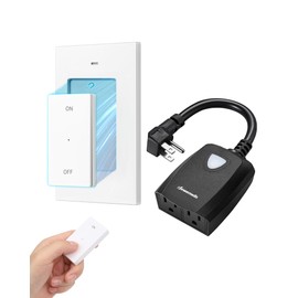 DEWENWILS Outdoor Wireless Remote Control Dual 3-Prong Outlet Weatherproof, Indoor Electrical Power Strip with Wall/Portable Light Switch for Christmas Decor, 15A, 7-inch Cord 100FT Range, ETL Listed