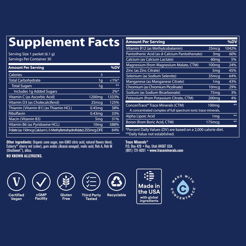 Trace Minerals Power Pak Multivitamin and Multimineral Packets - Electrolyte