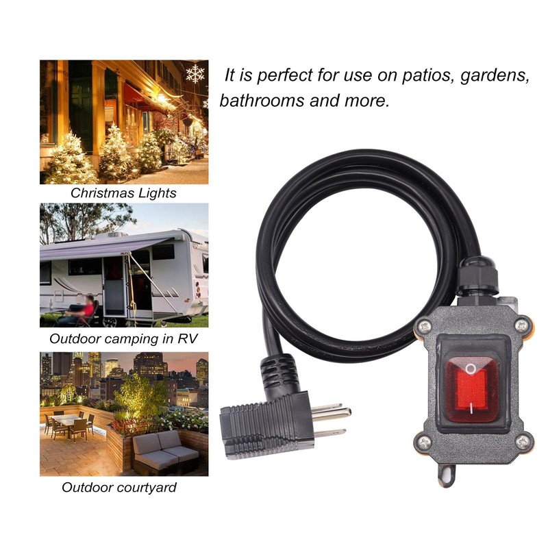 weideer Extension Cord with Switch On/Off,IP67 Waterproof Inline Cord Switch