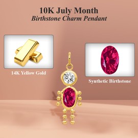 Auriga Fine Jewelry 10K Yellow Gold July Birthstone Charm Pendant (L- 0.79 Inch, W- 0.4 Inch)