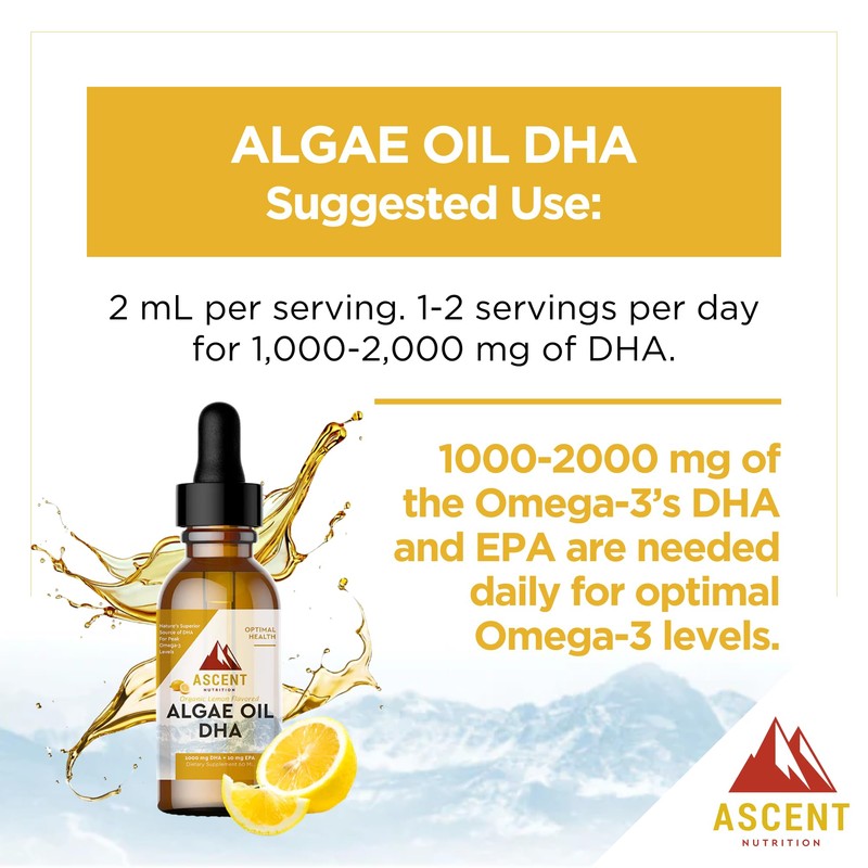 Ascent Nutrition Algae Oil DHA Omega-3's | Vegan and Vegetarian