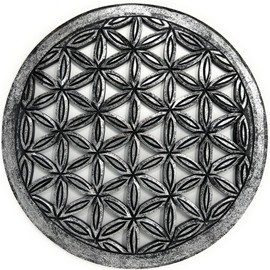 Trintura Flower of Life Wall Decoration Wood 30 cm Decorative Wall Picture, Flower of Life Decoration, Perfect for Meditation, Yoga and Home Decoration, Flower of Life Picture Wood (30 cm, Silver)