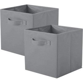 powerking Storage Bins, Foldable Fabric Storage Cubes and Cloth Storage Organizer Drawer for Closet and Toys Storage, 2 Pack (Gray)