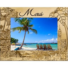 Saddle Mountain Souvenir Maui Hawaii Laser Engraved Wood Picture Frame Landscape (5 x 7)