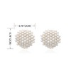 QUKE Simulated Pearl Golden Tone Large Clip On Earrings for