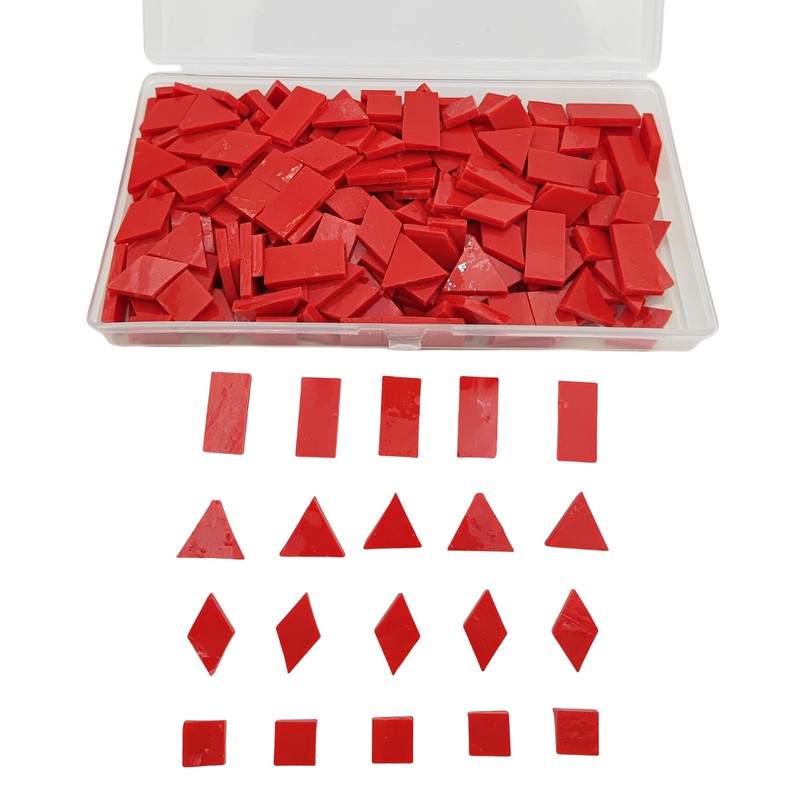 200g Stained Glass Mosaic Tiles, 230 Pieces Square Triangle Rhombus