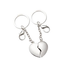 BRUBAKER Partner Pendant Heart Keyring Joined Heart Without Engraving