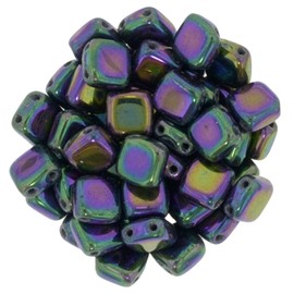 Czechmate 6mm Square Glass Czech Two Hole Tile Bead - Iris Purple